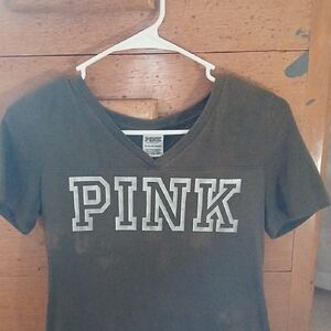 PINK Victoria's Secret Dark Brown V-Neck Tee